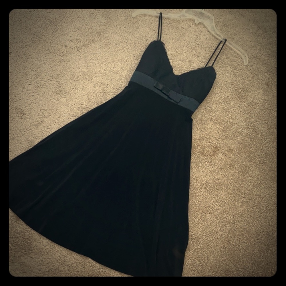 Black Pleated Party Dress with bow